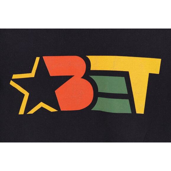 BET 1989 - 2001 Men's Vintage Style Logo Black 100% Cotton Graphic T-Shirt SZ S - Picture 2 of 10